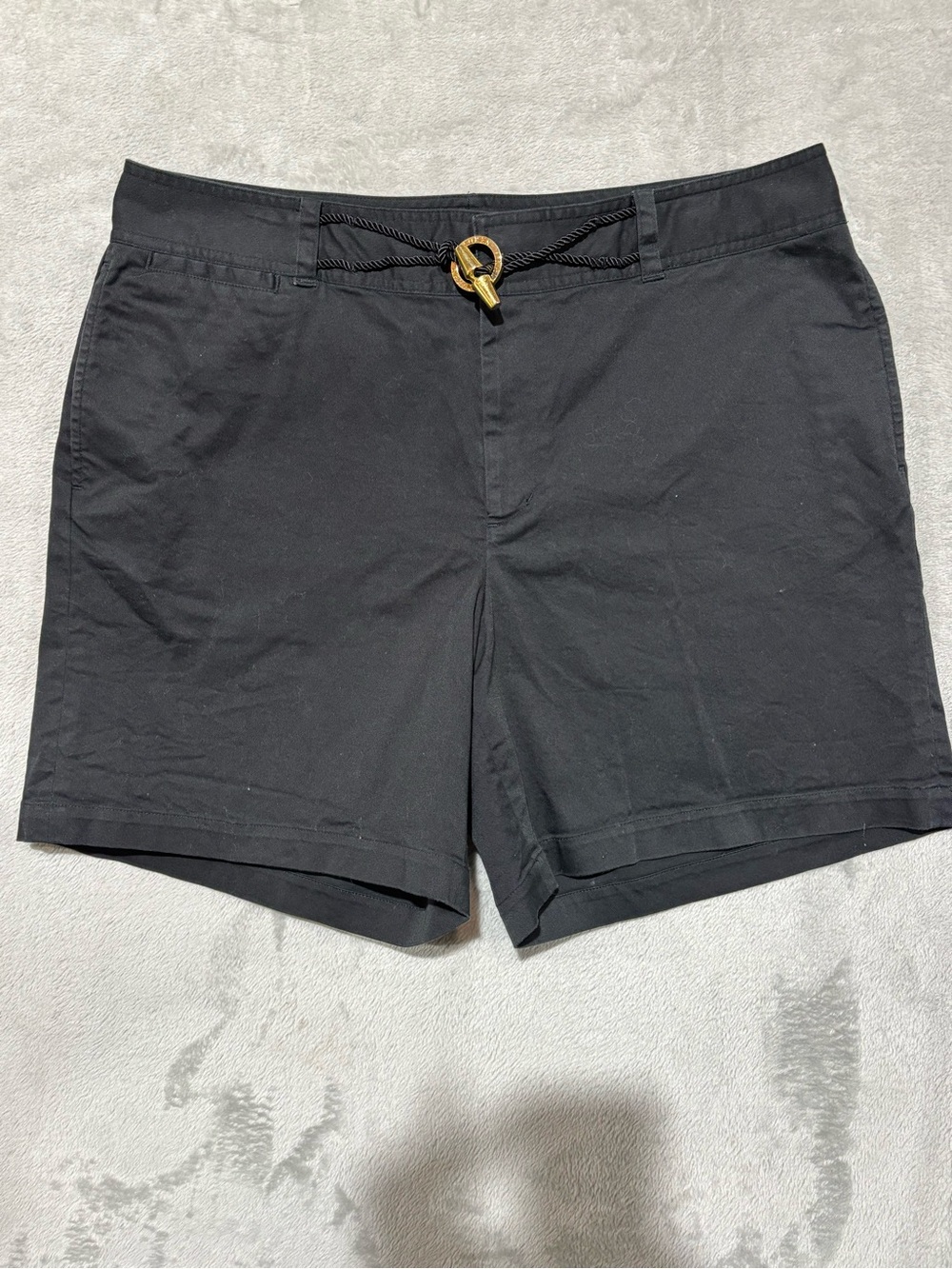 Lauren Ralph Lauren Black Size 14 Womens High Waist Shorts Gold Toggle Closure